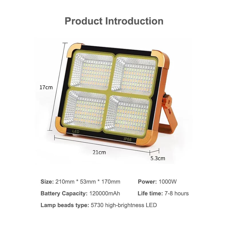 1000W Waterproof Solar Emergency Light – Power Up Your Nights, Rain or Shine!