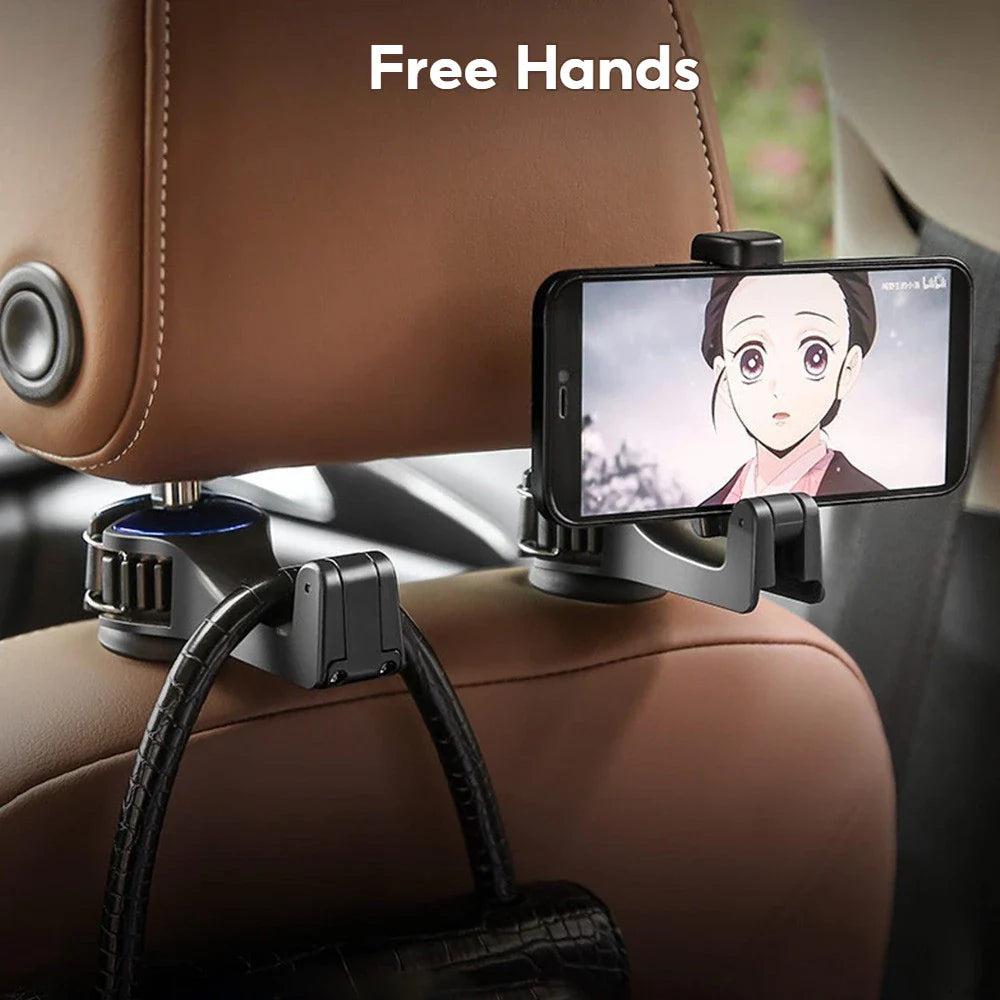 2-IN-1 Car Seat Headrest Hook and Phone Holder